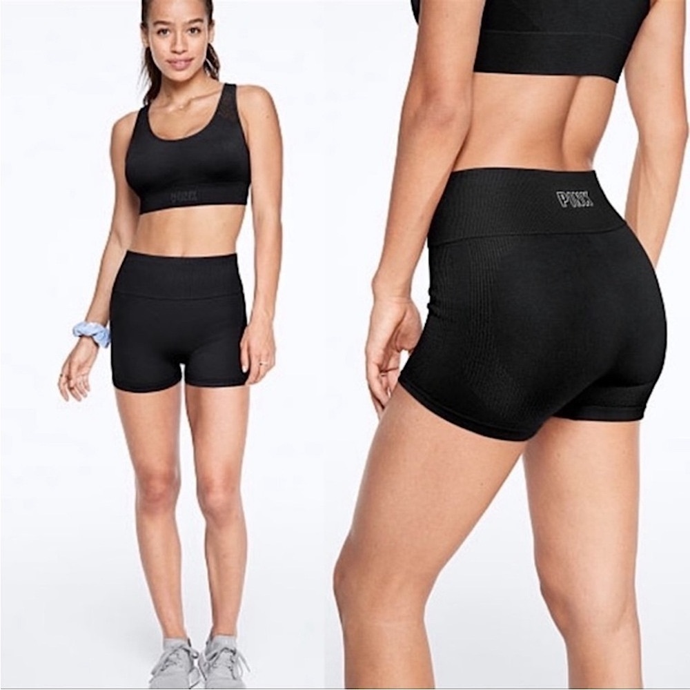 VS PINK | Seamless High-Waist Shorties in Black Size XL